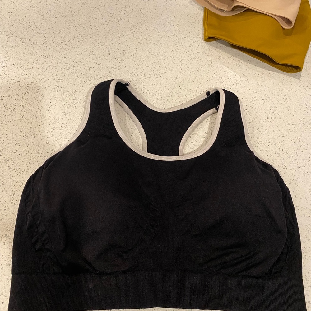 Truekind Black Racerback Seamless Sports Bra with Contrast Trim
